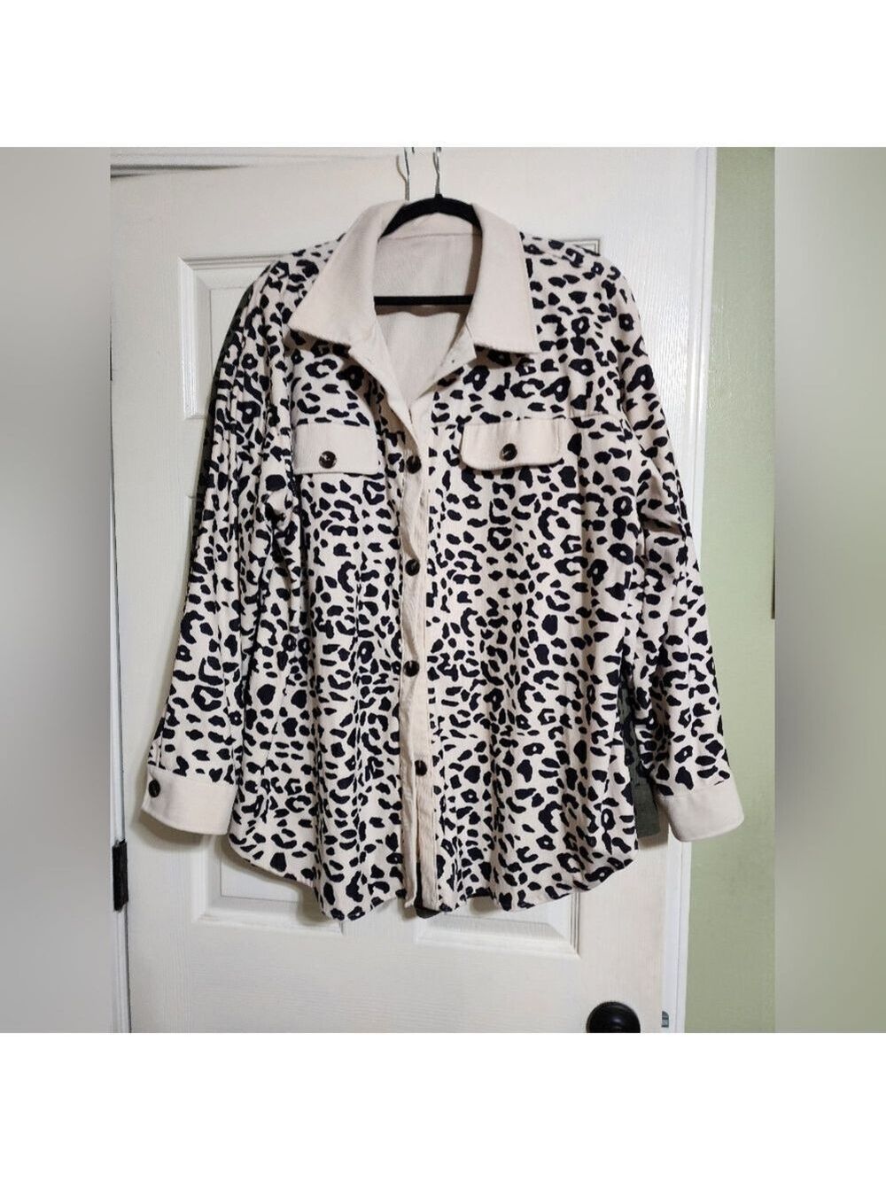 Leopard Print Corduroy Jacket 3XL